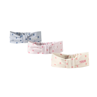 Tous Baby Conjunto 3 Fitas Cabelo Ursos Branco/Rosa/Azul | Farmácia d'Arrábida