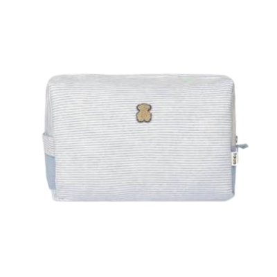 8434134551640 Tous Baby Nécessaire Riscas Azul com Urso Bordado 26x12x17cm