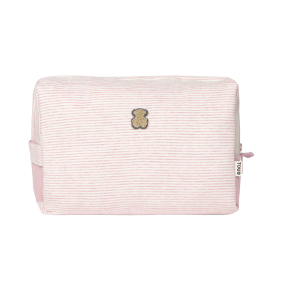 8434134551633 Tous Baby Nécessaire Riscas Rosa com Urso Bordado 26x12x17cm
