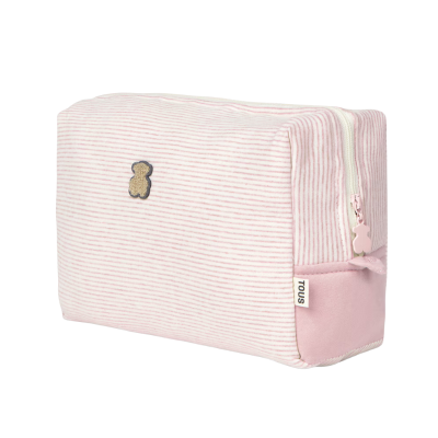 Tous Baby Nécessaire Riscas Rosa com Urso Bordado 26cm | Farmácia d'Arrábida
