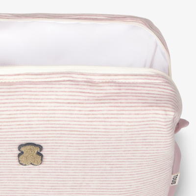 Tous Baby Nécessaire Riscas Rosa com Urso Bordado 26cm | Farmácia d'Arrábida