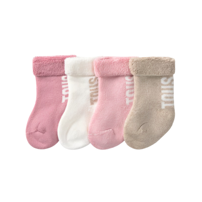 8434134559974 Tous Baby Conjunto 4 Pares de Meias Bebé Rosa-Bege-Branco 6-12M