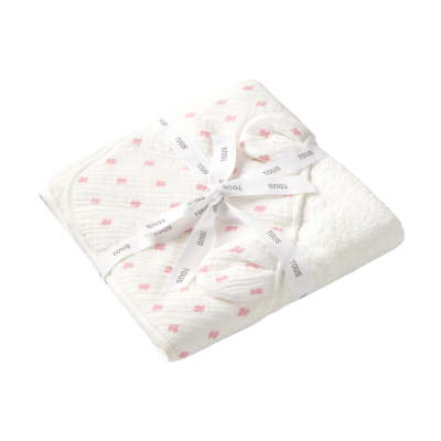 8434134551213 Tous Baby Capa de Banho Bebé com Orelhas Rosa Ursos 75x75 cm