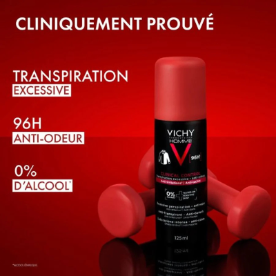 Vichy Homme Clinical Control 96h Spray 125ml | Farmácia d'Arrábida