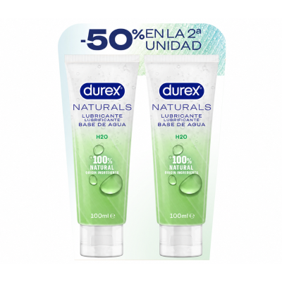Durex Pack Naturals H2O Lubrificante 2x100ml Desc. 50% 2ªUni | Hidratação