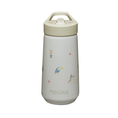 Noüka Garrafa de Plástico Tampa Flip-Top e Palhinha 400ml Sloth Jungle | Farmácia d'Arrábida
