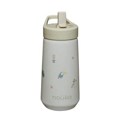 Noüka Garrafa Plástico Flip-Top com Palhinha 400ml Sloth Jungle