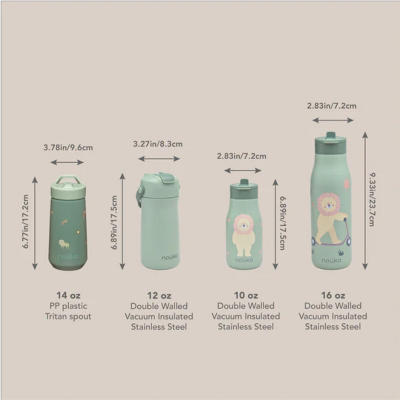 Noüka Garrafa de Plástico Tampa Flip-Top e Palhinha 400ml Safari | Farmácia d'Arrábida
