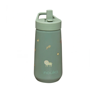 0874143003057 Noüka Garrafa de Plástico Tampa Flip-Top e Palhinha 400ml Safari