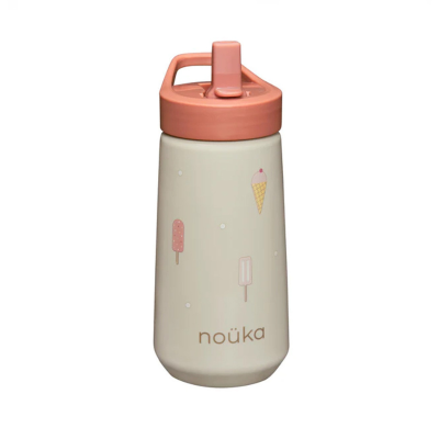 0874143003095 Noüka Garrafa de Plástico Tampa Flip-Top e Palhinha 400ml Ice-cream