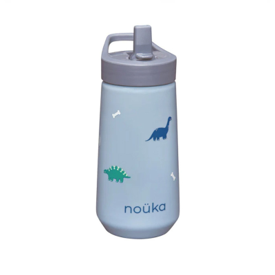 0874143003088 Noüka Garrafa de Plástico Tampa Flip-Top e Palhinha 400ml Dino