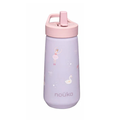 0874143003071 Noüka Garrafa de Plástico Tampa Flip-Top e Palhinha 400ml Bailarina