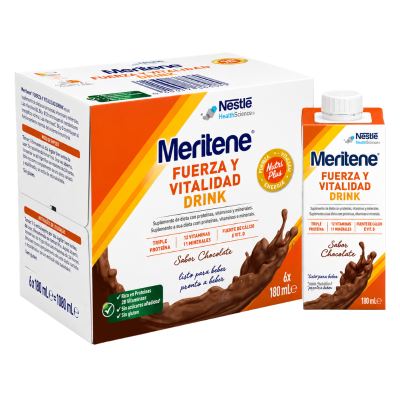 7606194 Meritene Força e Vitalidade Drink Chocolate 6x180ml | Proteína