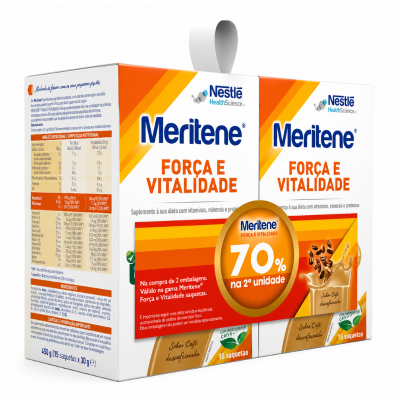 7616615 Meritene Pack Força e Vitalidade Café Descafeinado 2x15 Saquetas Des. 70% 2ªUnid.