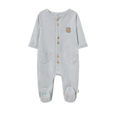 8434134558762 Tous Babygrow Bebé Riscas Azuis com Abotoado Frontal 1-3M | Algodão
