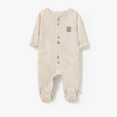 8434134558687 Tous Babygrow Bebé Riscas Bege com Abotoado Frontal 1-3M | Algodão