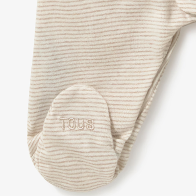 Tous Babygrow Bebé Riscas Bege com Abotoado Frontal 1-3m | Farmácia d'Arrábida