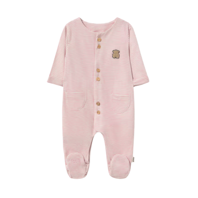 8434134551374 Tous Babygrow Bebé Riscas Rosa com Abotoado Frontal 0-1M | Algodão