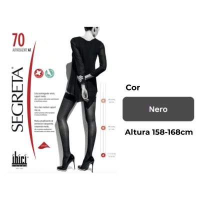 Ibici 70 Classic Stay Up Meias pela Raiz da Coxa T2 158-168cm Cor Nero