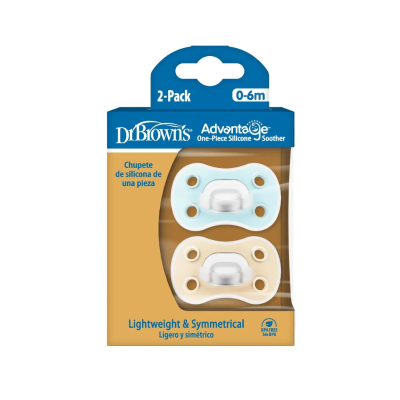 Dr. Brown's Advantage Chupeta 0-6M Azul e Creme x2 | Farmácia d'Arrábida