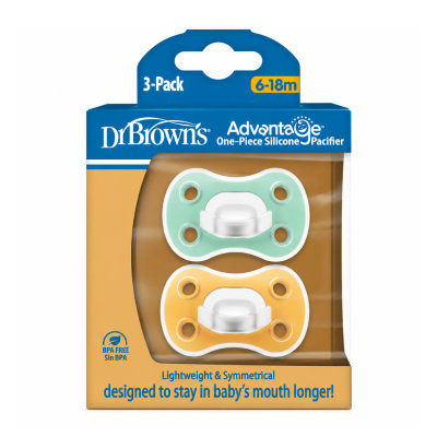 Dr. Brown's Advantage Chupeta 6-18M Verde e Amarelo x2 | Farmácia d'Arrábida