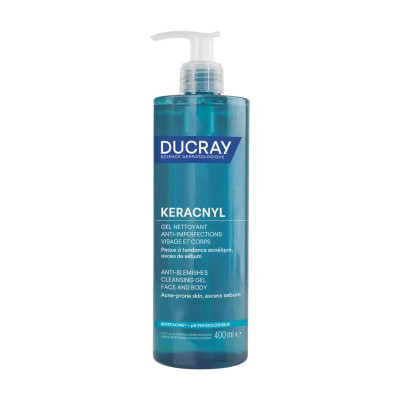 7544403 Ducray Keracnyl Gel de Limpeza 400ml | Anti-imperfeições para rosto e corpo