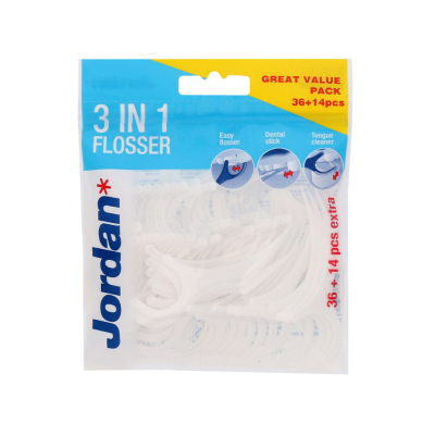 7605089 Jordan Interdental 3 em 1 Fio Dentário Adulto x36+14