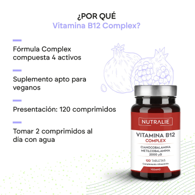 Nutralie Vitamina B12 Complex x120 Cápsulas B12 + B6 | Farmácia d'Arrábida