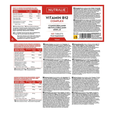 Nutralie Vitamina B12 Complex x120 Cápsulas B12 + B6 | Farmácia d'Arrábida