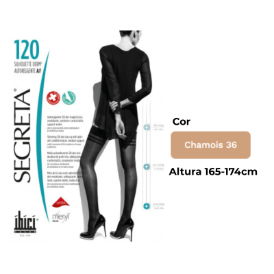 Ibici 120 Silhouette Derm Stay Up Meia pela Raiz da Coxa T3 165-174cm Cor Chamois 36 | Efeito adelgaçante e anti-celulítico