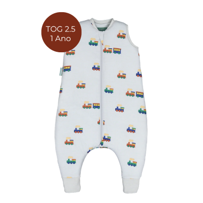 8447828000010 Molis&Co TOG 2.5 Pijama Macacão Tiny Trains 1 Ano |  Ideal para noites frias