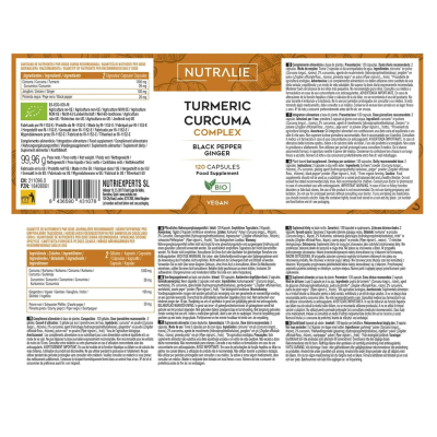 Nutralie Turmeric Curcuma Complex x120 Cápsulas | Farmácia d'Arrábida