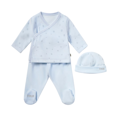 8434134550759 Tous Conjunto Bebé c/Gorro Primeira Roupa  Glitter Celeste 0-1M