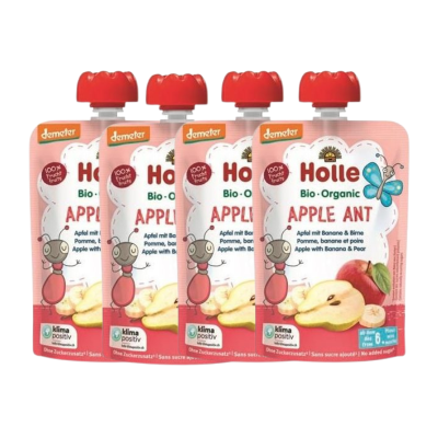 Holle Multipack Puré Saqueta Apple Ant 4x100g | Puré de Maçã, Banana e Pera