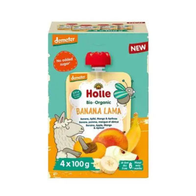 Holle Multipack 4 Saquetas Puré de Fruta Banana Lama 4x100g | Farmácia d'Arrábida