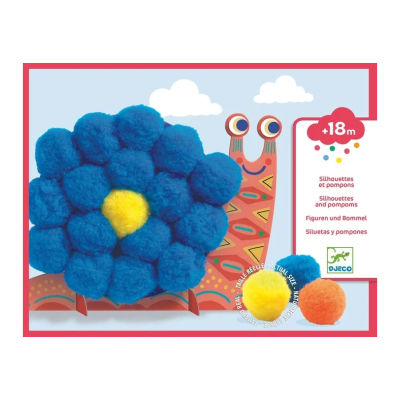 Djeco Animais Fofinhos Jogo de Colagem com Pompons Coloridos a partir dos 18 Meses