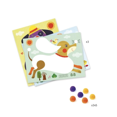 Djeco Cães PomPom Jogo Colagens 345 Pompons | Farmácia d'Arrábida