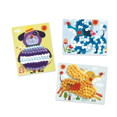 Djeco Cães PomPom Jogo Colagens 345 Pompons | Farmácia d'Arrábida