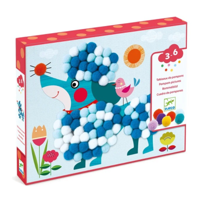 3070900098671 Djeco Cães PomPom Jogo de Colagens Criativas 3-6 Anos