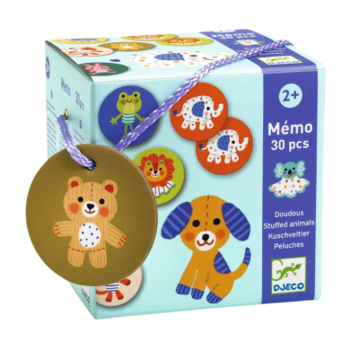 3070900082649 Djeco Memo Doudous Jogo de Memória com 30 Peças de Peluches +2 Anos