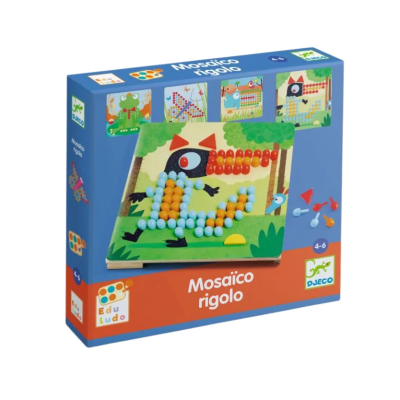 3070900081369 Djeco Mosaico Rigolo Jogo de Recriar Animais com Pinos Coloridos +4 Anos