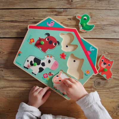 Djeco Ouaf Woof Puzzle Sonoro Madeira 5 Animais | Farmácia d'Arrábida