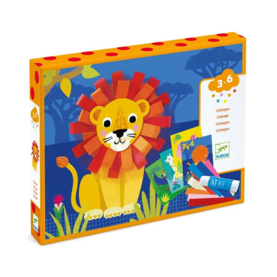 3070900098688 Djeco Pequenos Loops Jogo de Colagens de Animais +3 Anos