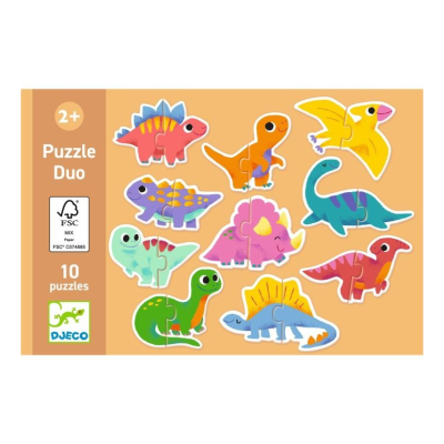 Djeco Puzzle Duo Dinossauros 10 Puzzles 2 Peças | Farmácia d'Arrábida