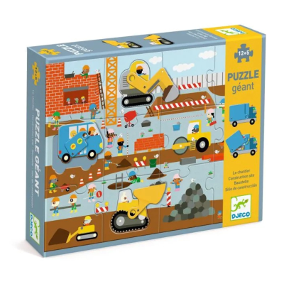 3070900071674Djeco Puzzle Gigante Máquinas de Construção 17 Peças +3 Anos