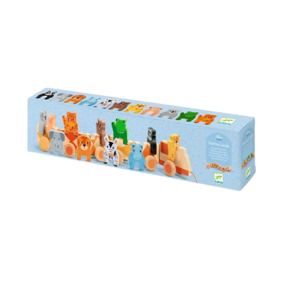 3070900063181 Djeco Trainimo Jungle Comboio de Madeira para Empilhar com 11 Animais +18 Meses