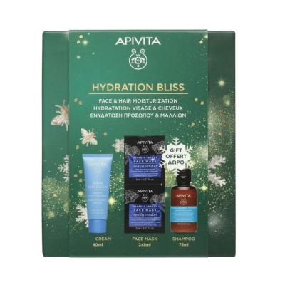 7631358 APIVITA Hydration Bliss Coffret Natal Gel-Creme Hidratante 40ml + Máscara + Champô 75ml