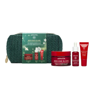 Apivita Beevine Elixir Coffret Natal Creme Lift Rico 50ml + Sérum + Contorno Olhos e Lábios + Bolsa