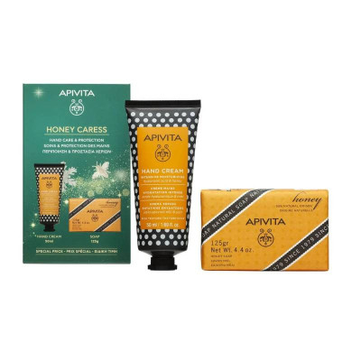 7631432  Apivita Honey Caress Pack Natal Creme de Mãos 50ml + Sabonete Mel 125g