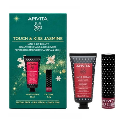 7631440 Apivita Touch & Kiss Pack Natal Creme de Mãos Jasmine 50ml + Batom Labial Blackcurrant 4,4 g